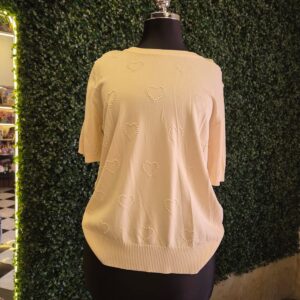Blusa beige corazones