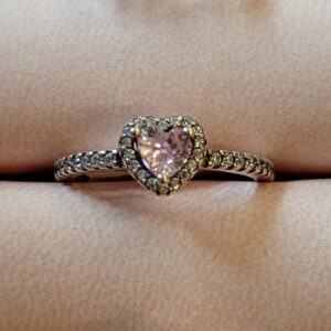 Anillo corazon rosa (plata)