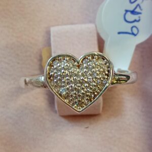 Anillo corazon con circonias (plata)