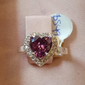 Anillo corazon circonia morada (plata)