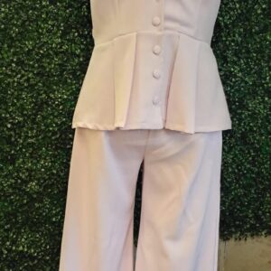 Conjunto chaleco rosa pastel